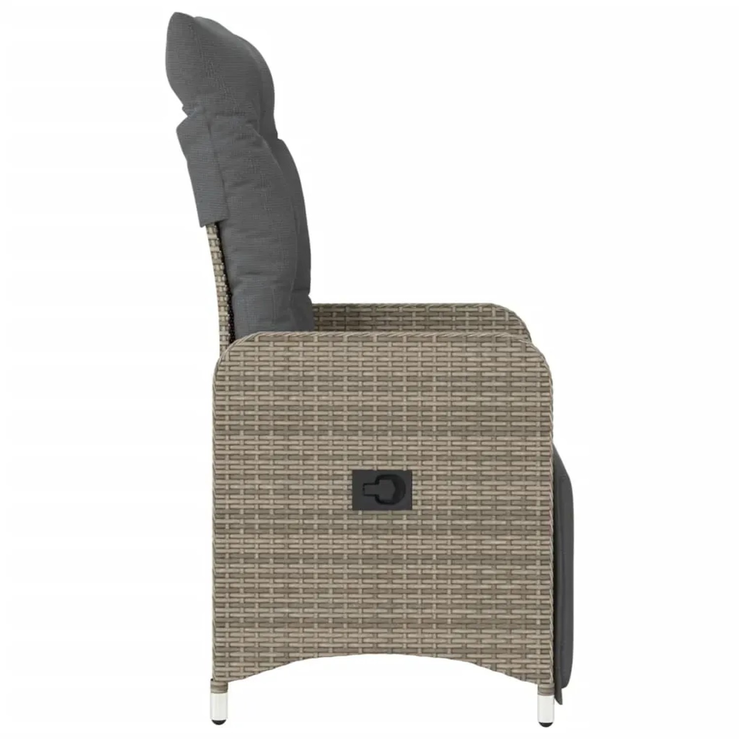 Verstellbarer, grauer vidaXL Gartensessel aus Polyrattan mit Kissen (2er Set).