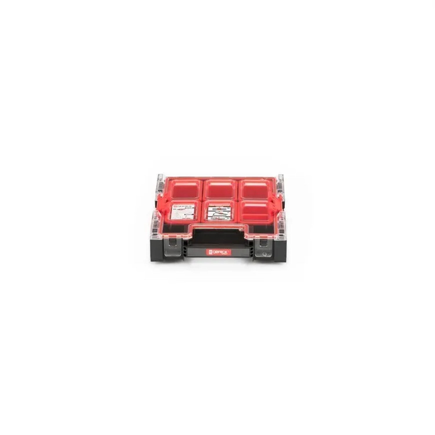PROREGAL QBRICK Sortimentskasten One M, schwarz, mit 6 Fächern und Deckgriff.