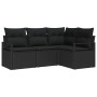 Schwarzes 4-teiliges Garten-Sofa-Set aus Poly Rattan von vidaXL für Terrasse und Garten.