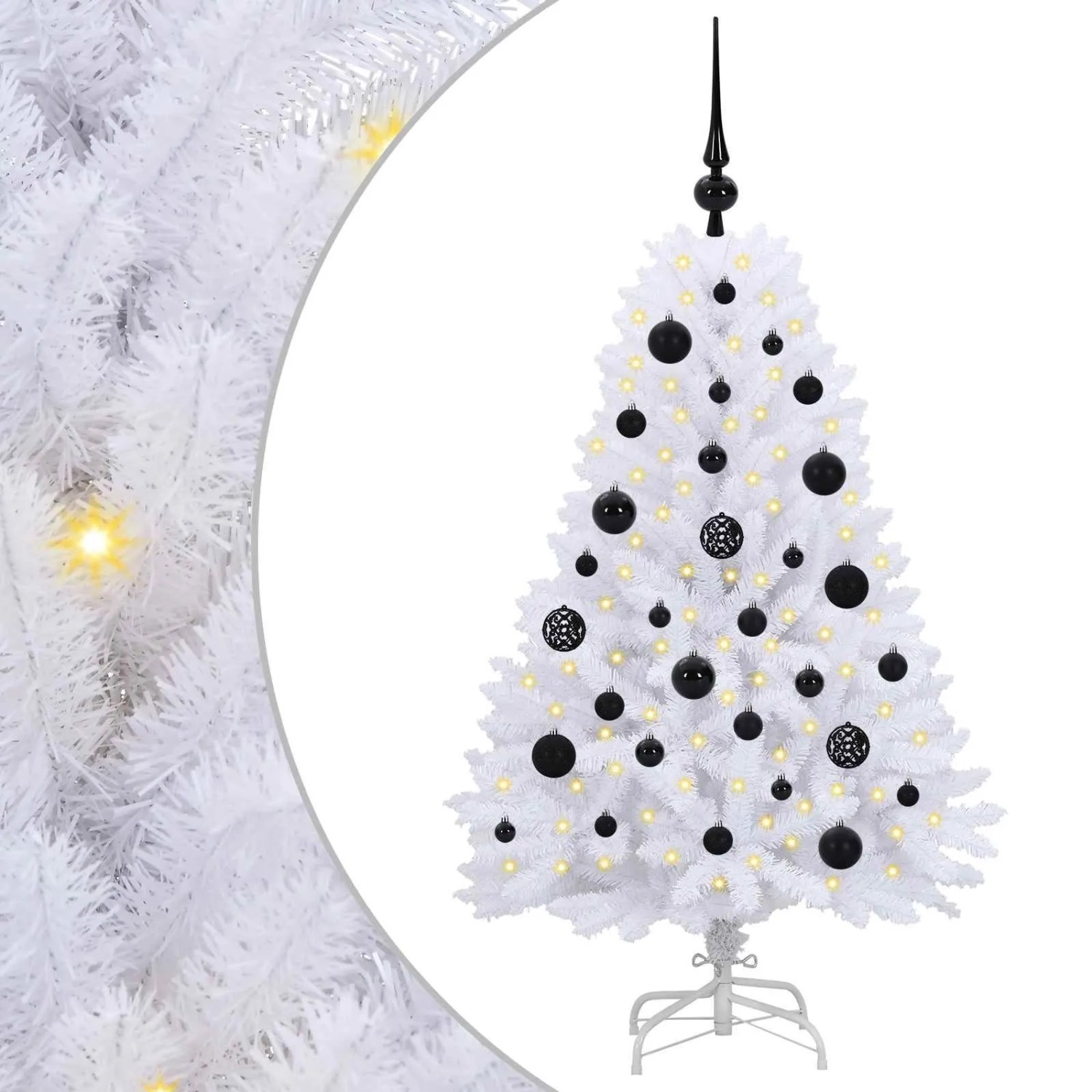 vidaXL Künstlicher Klappbarer Weihnachtsbaum Weiß 120 cm PVC und Stahl 3426577
