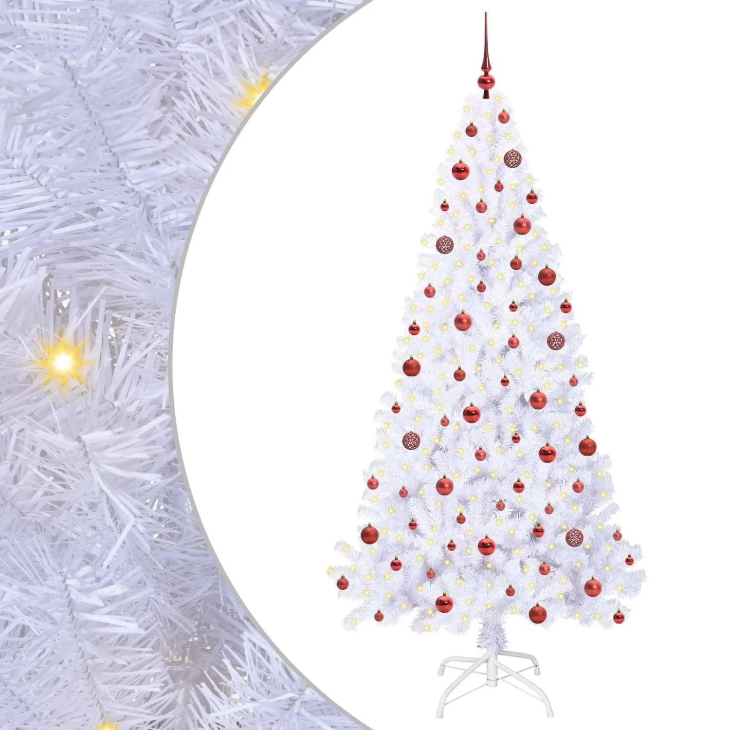 vidaXL Künstlicher Weihnachtsbaum Weiß 210 cm PVC und Stahl 3426776