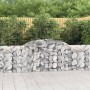 Silberne vidaXL Gabione mit Hochbogen, gefüllt mit grauen Steinen, als dekorativer Sichtschutz im Garten.