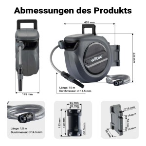 Xpotool Schlauchbox Aufroll-Automatik 15M Wand Schlauchtrommel Garten Wasser