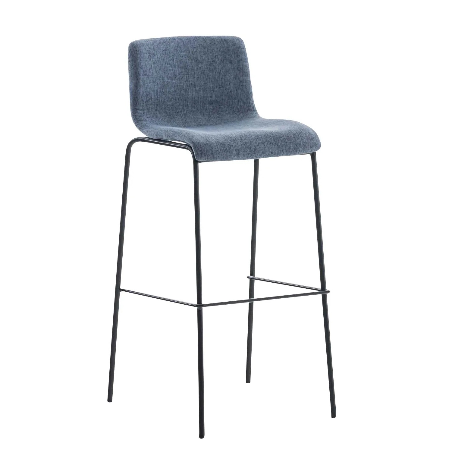 DELUKE Barhocker TENAR Stoff Blau 43x48x100cm Schwarz Barstuhl Mit Lehne Tresenhocker Tresenstuhl