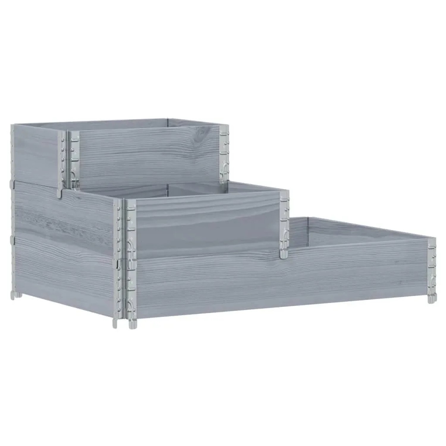 vidaXL Paletten-Aufsatzrahmen 3 Fach Grau 120x80 cm Massivholz Kiefer 4010315