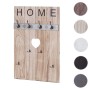 Wandgarderobe C89 im Shabby-Look, naturbraun, mit 8 Haken und Herz-Ausschnitt.