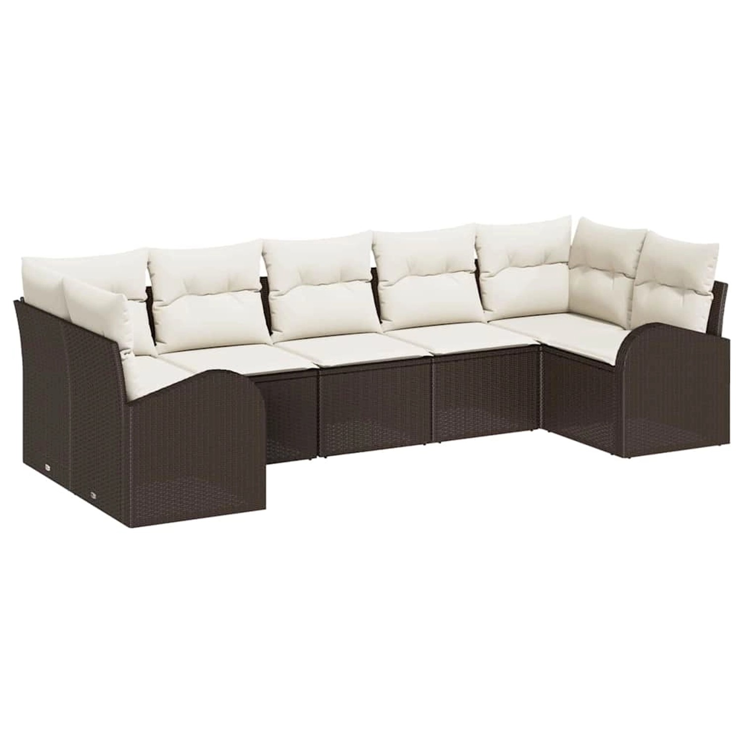 vidaXL Garten-Sofa-Set mit Kissen 7-Tlg Braun und Weiß Poly Rattan 3354857 günstig online kaufen