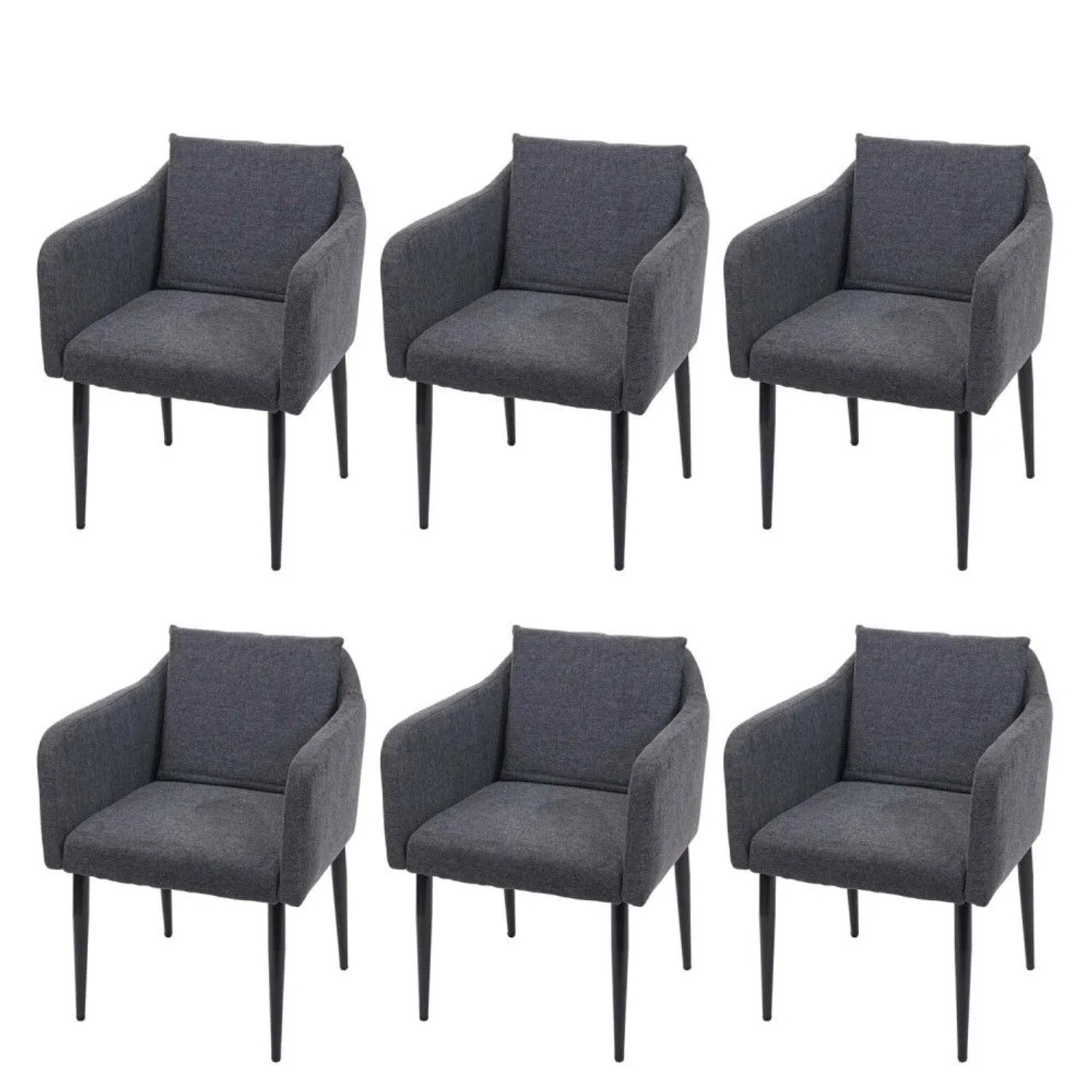 MCW Esszimmerstuhl H93 6er-Set Stoff/Textil Dunkelgrau