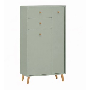 Schildmeyer Highboard Bjarne, pistazienfarben, mit 2 Schubladen, 2 Türen und Holzfüßen. Modernes Flurmöbel.