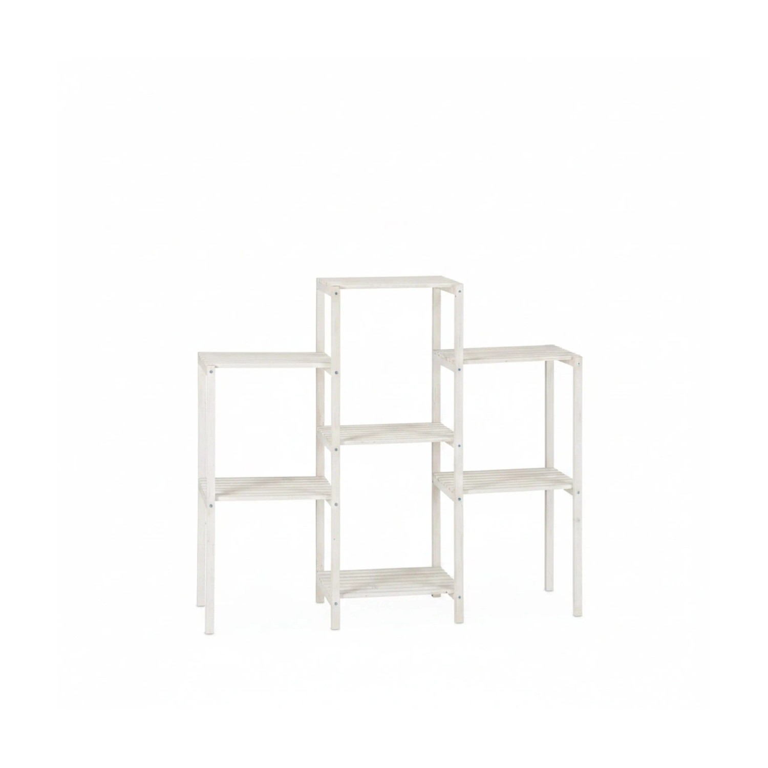 Relaxdays Blumenregal Tannenholz Weiß 86,5 cm x 95 cm x 29,5 cm 2,9 kg