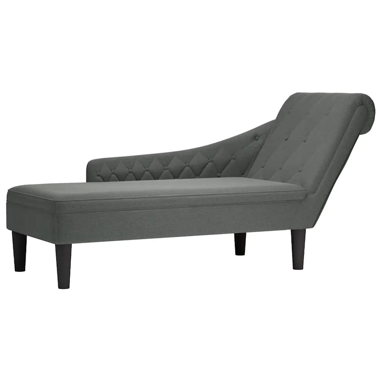 vidaXL Chaiselongue mit Kissen und Rechter Armlehne Dunkelgrau Stoff 4009844
