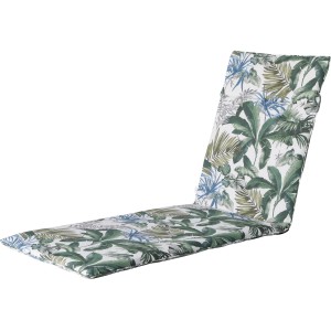 Madison Liegenauflage Bliss Blue Outdoor, 190x60 cm, mit tropischem Blätter-Muster.