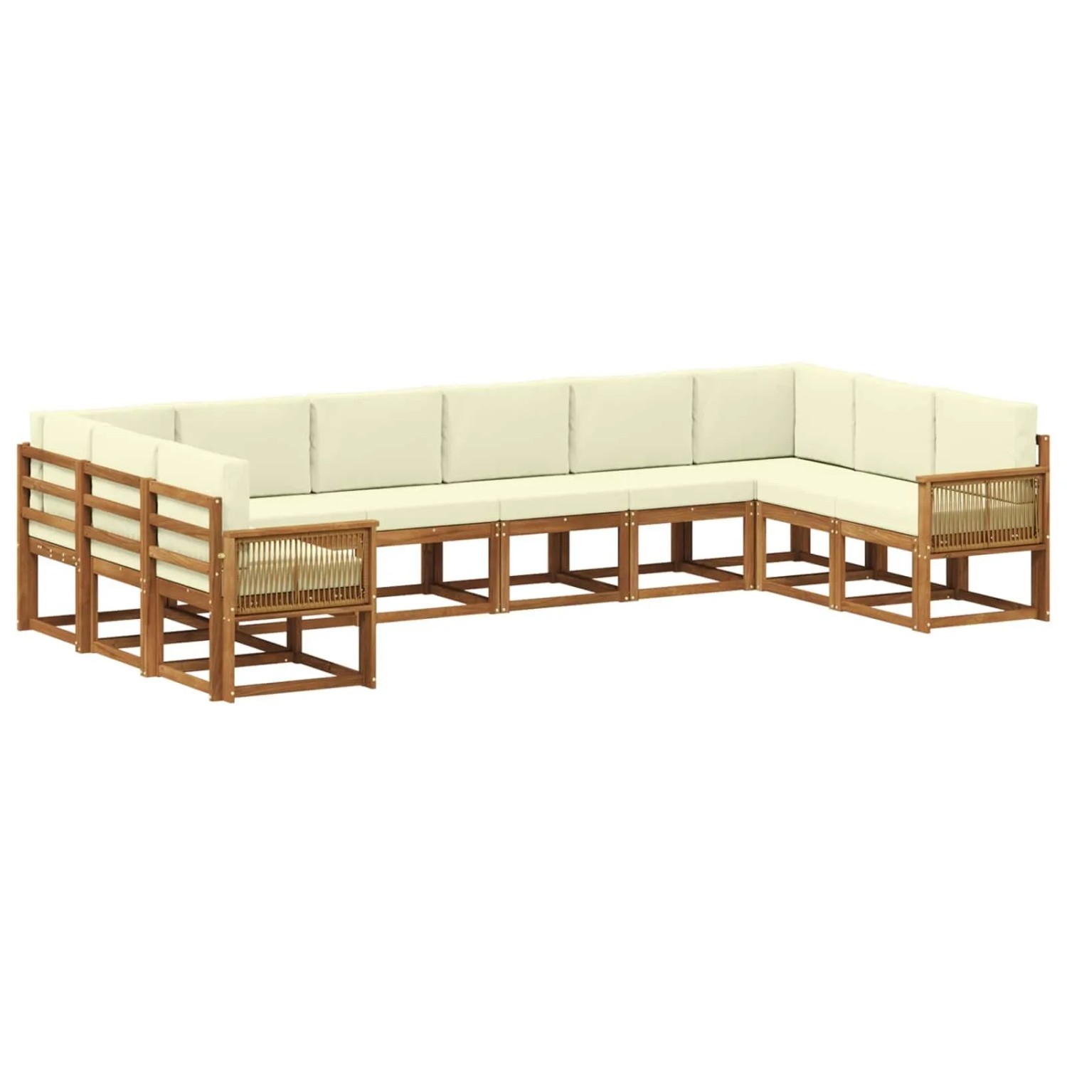 vidaXL Outdoor-Sofagarnitur 10 Stk Natur und Creme Massivholz Akazie 3385576