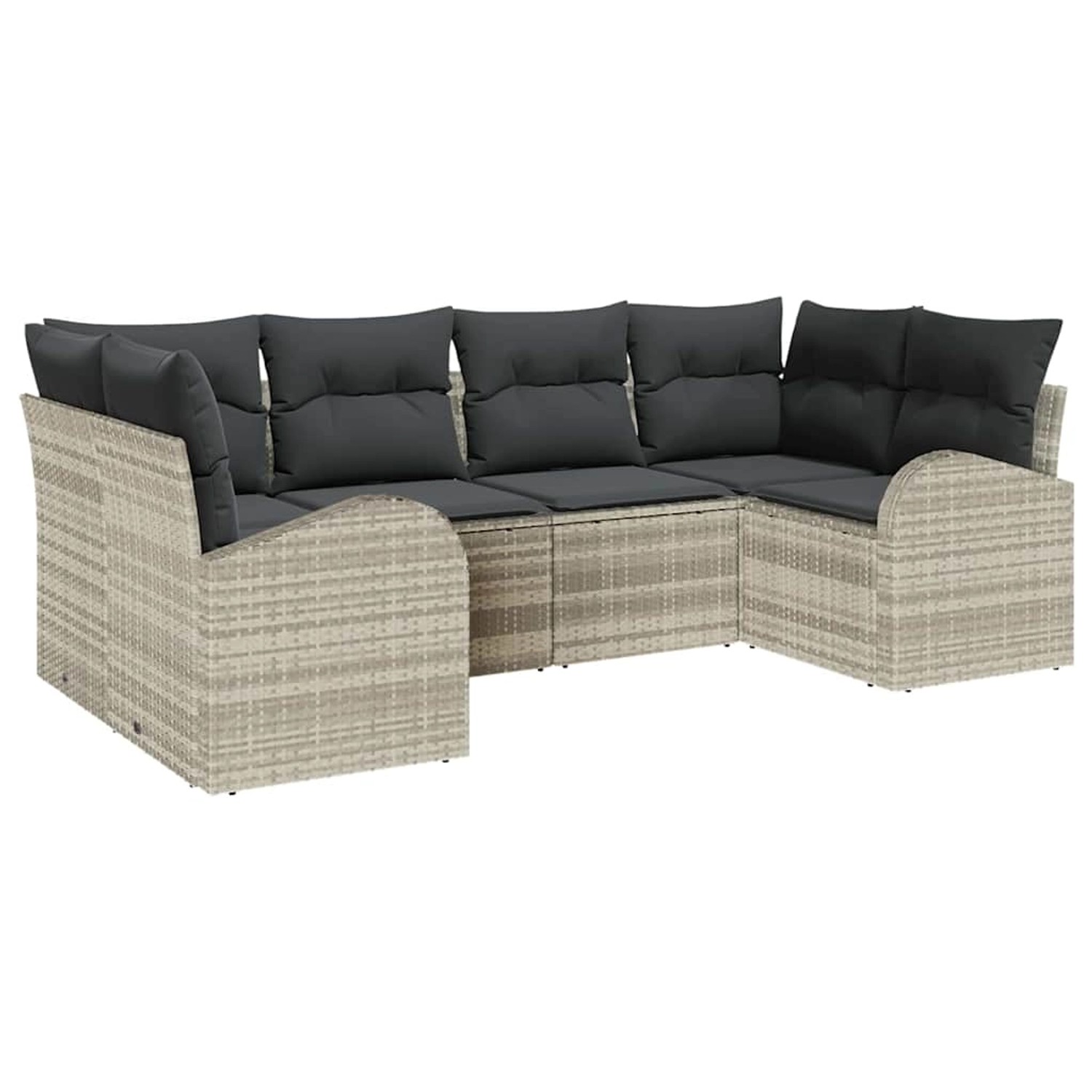 vidaXL Garten-Sofa-Set mit Kissen 6-Tlg Hellgrau Poly Rattan 3354851 günstig online kaufen
