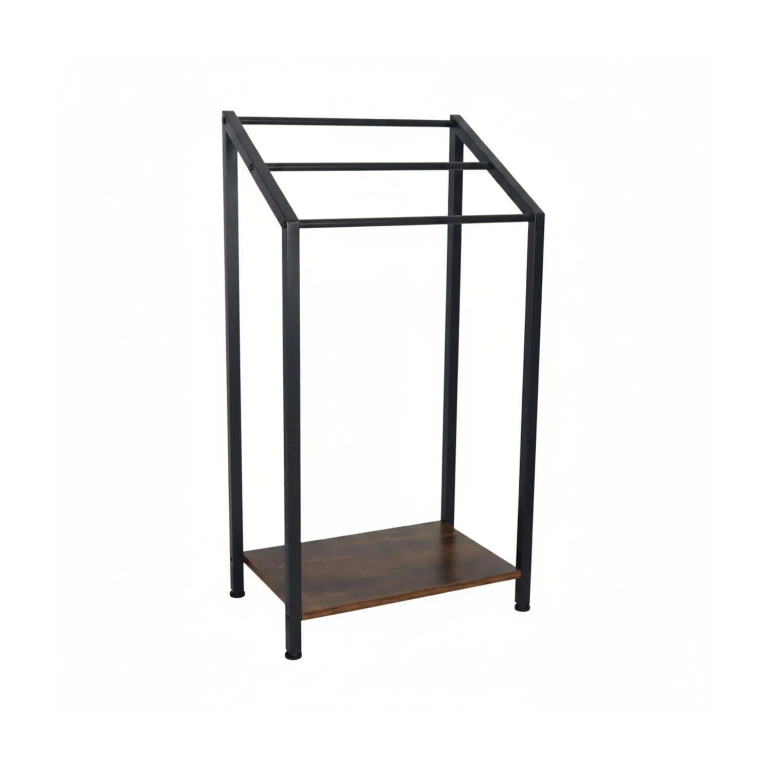 Relaxdays Handtuchständer Eisen MDF Schwarz Braun Freistehend mit Ablage 80 cm x 43 cm x 28 cm