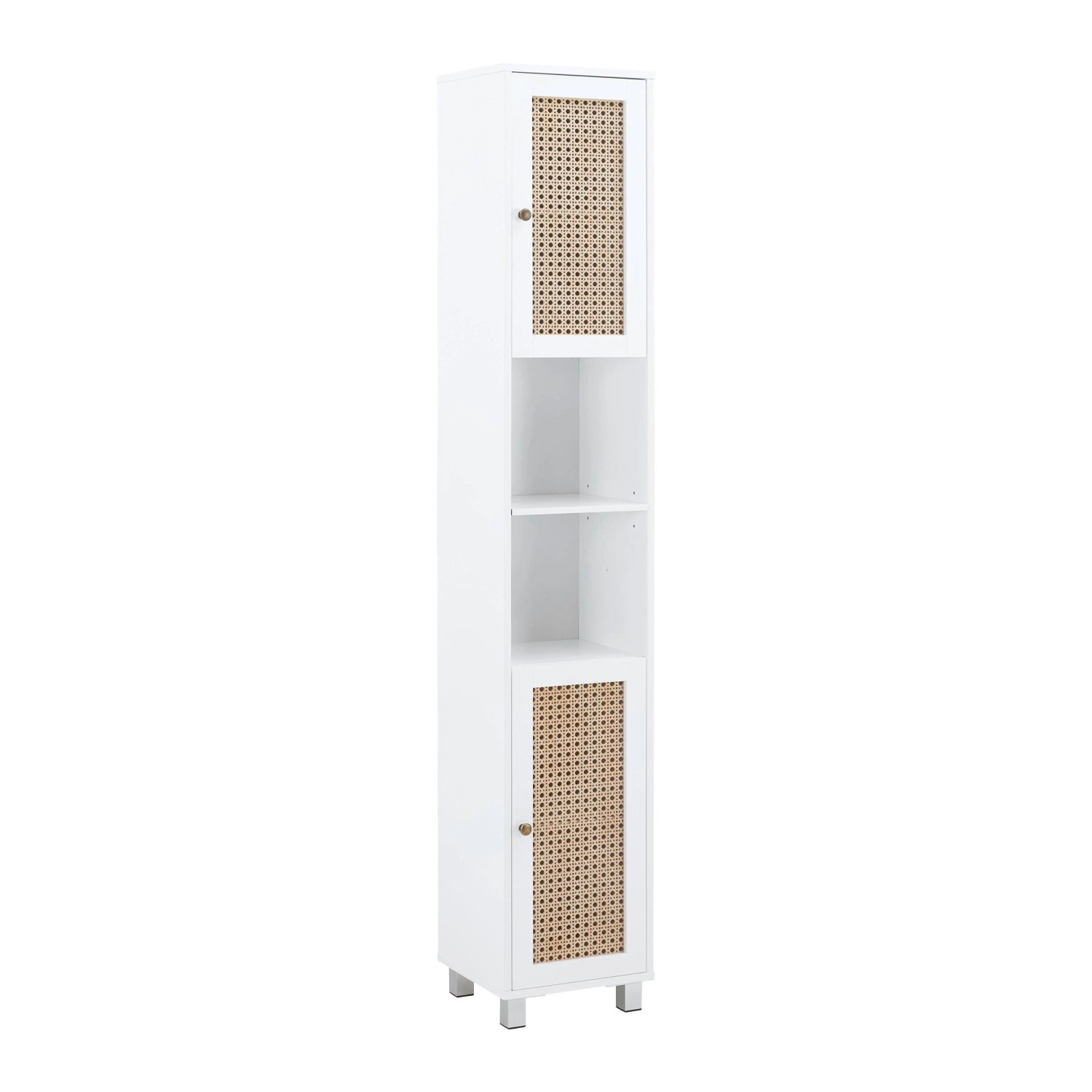 Bessagi Home Hochschrank Lisa Naturfarben/ Weiß ca. 32x180x30 cm