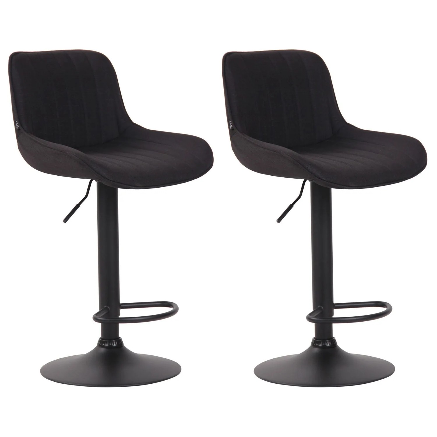 CLP 2er Set Barhocker Lentini Stoff Schwarz/Schwarz