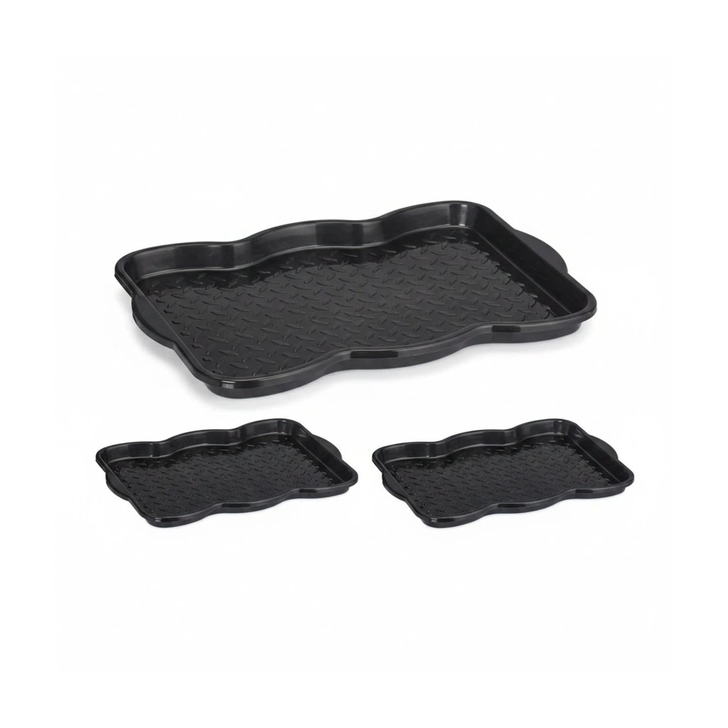 Relaxdays Schuhabtropfschale 3er Set Polypropylen Schwarz 48 cm x 34 cm x 3 cm 0,32 kg