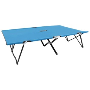 Blaue Furnicato Doppelliege, klappbar, aus Stahl, ideal für Camping & Outdoor. Tragkraft 240kg.