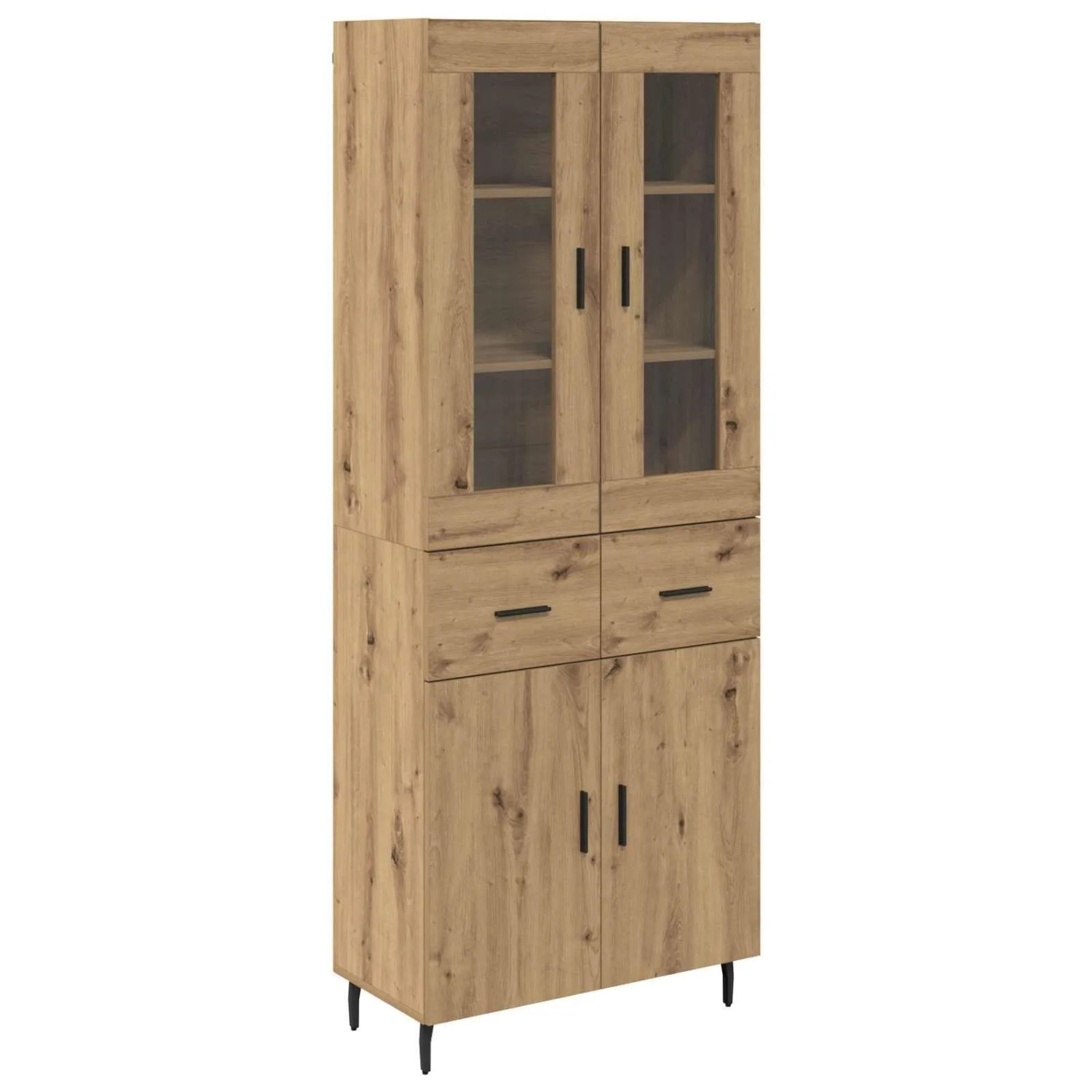 vidaXL Highboard 2-Tlg Artisan-Eiche Engineered Wood und Glas 3416024 günstig online kaufen
