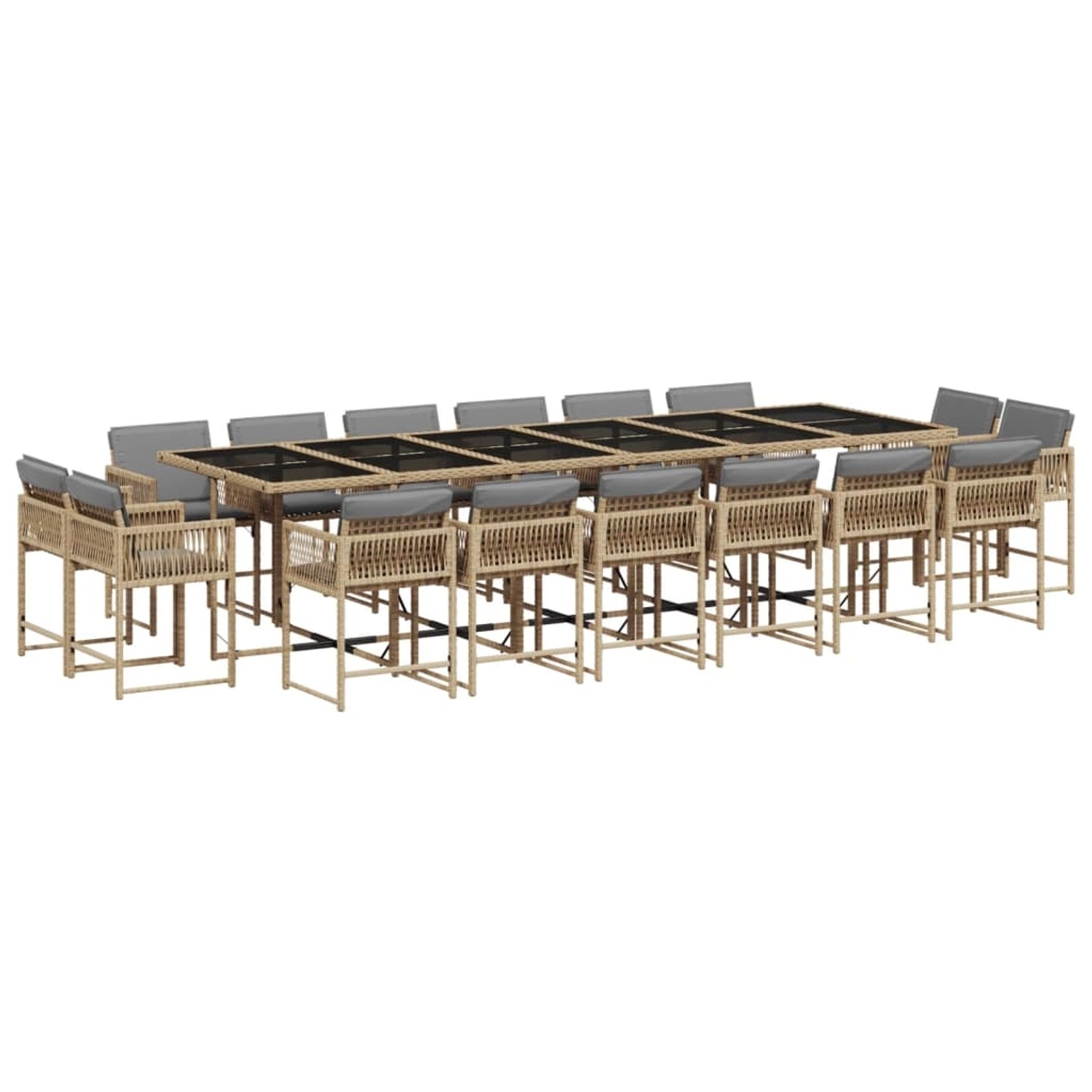 vidaXL 17-Tlg Garten-Essgruppe mit Kissen Beigemischung Poly Rattan 3211608 günstig online kaufen
