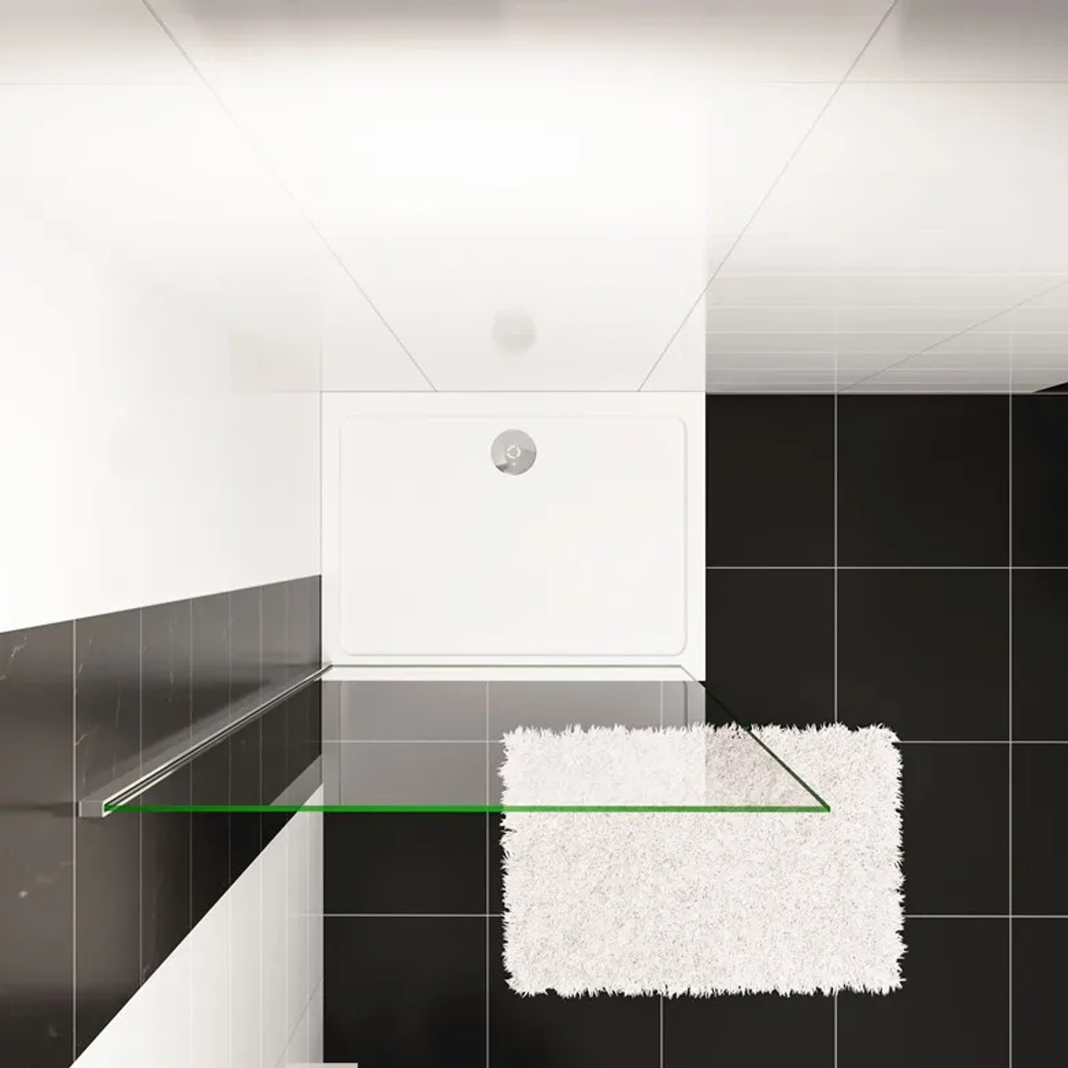 Duschparadies Walk-In Dusche 80x200cm mit Klarglas und verchromtem Rahmen, Aufsicht.
