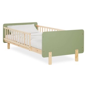 Homestyle4u Kinderbett 90x200 mit Raufallschutz Lattenrost Grün 2605