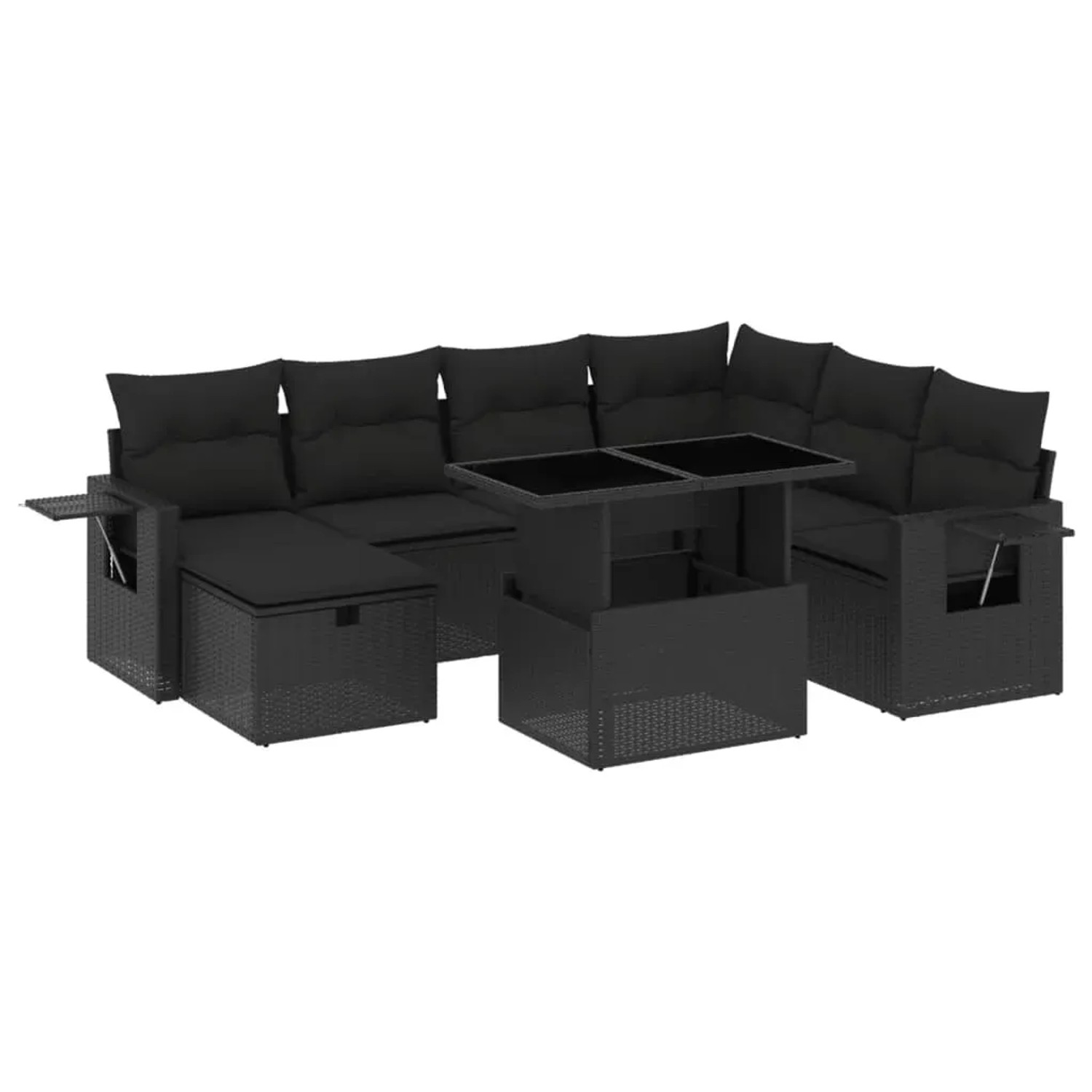 vidaXL 8-Tlg Garten-Sofagarnitur mit Kissen Schwarz Poly Rattan 3274995 günstig online kaufen