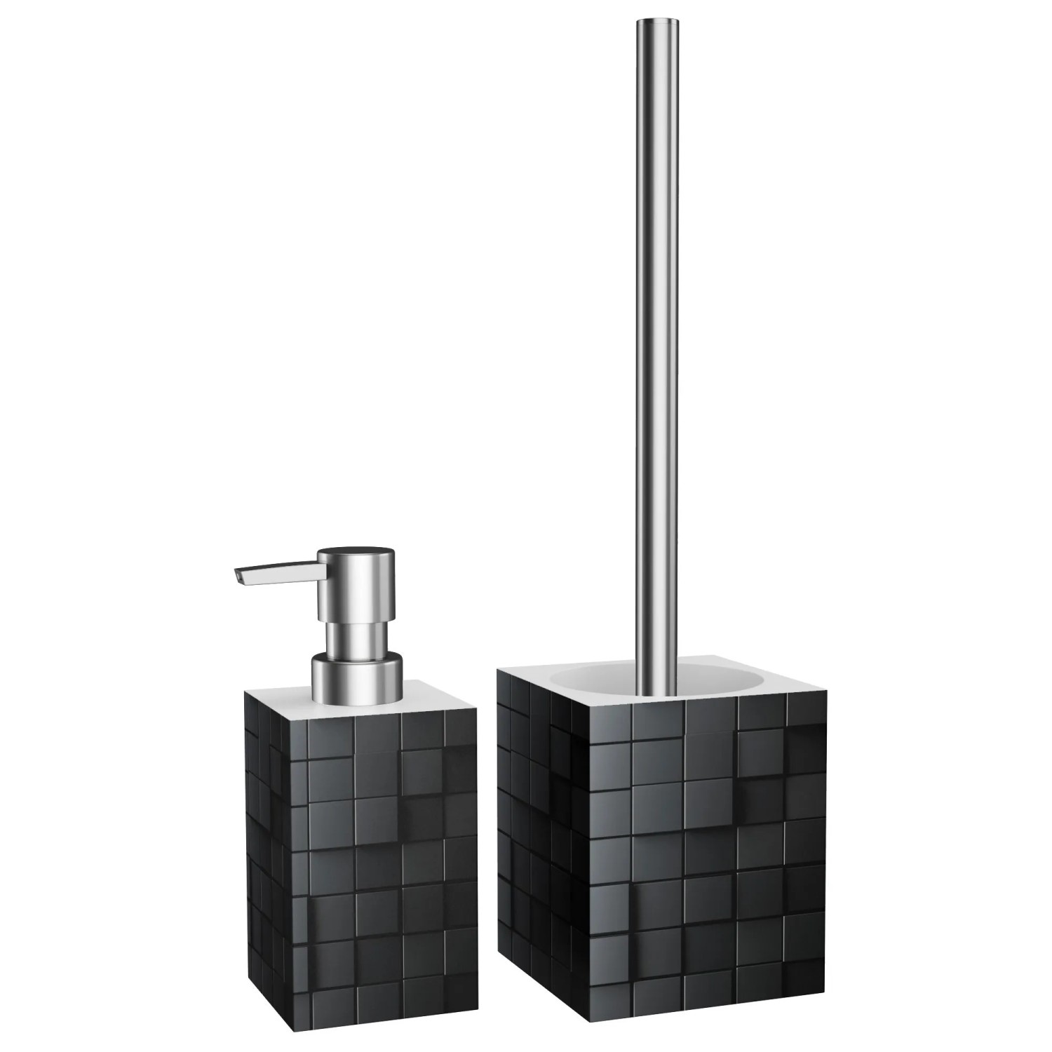 SANILO Badezimmer Set Seifenspender und WC Bürste Cube