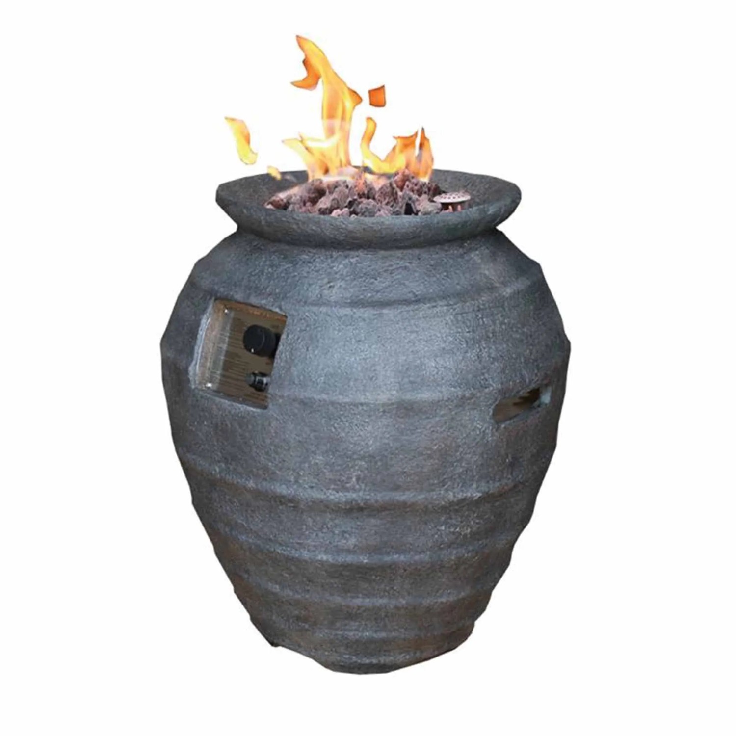 Elementi Gasfeuerstelle Katla in Antik Anthrazit-Optik aus Faserbeton