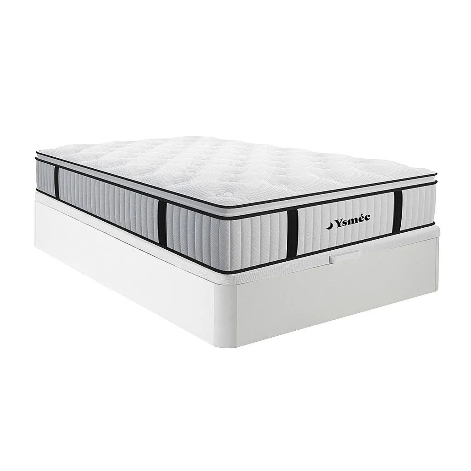 Vente-unique Matratze Und Bettgestell Mit Lattenrost Und Bettkasten American Dream Weiß 200 cm