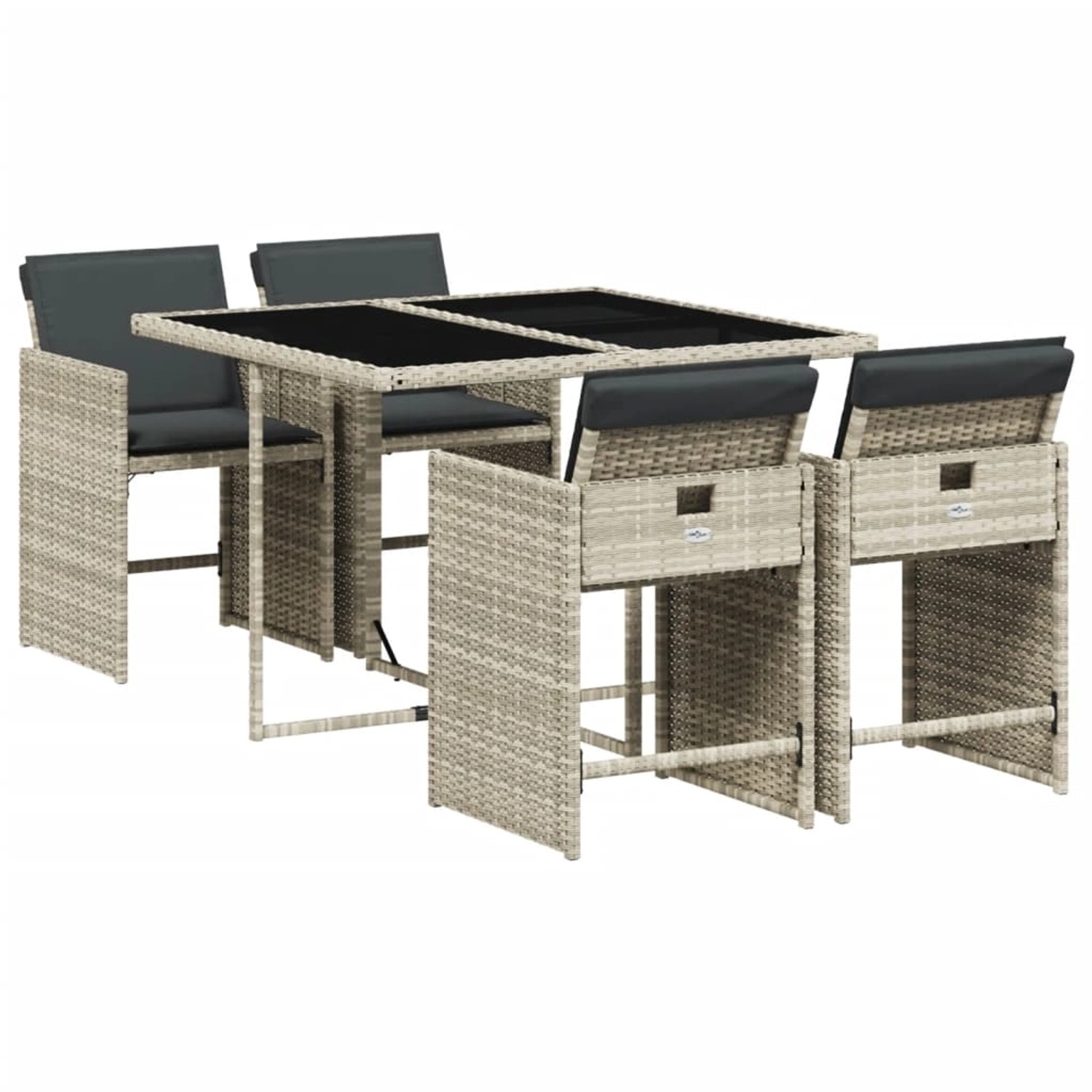 vidaXL 5-tlg Garten-Essgruppe mit Kissen Hellgrau Poly Rattan Modell 27 günstig online kaufen