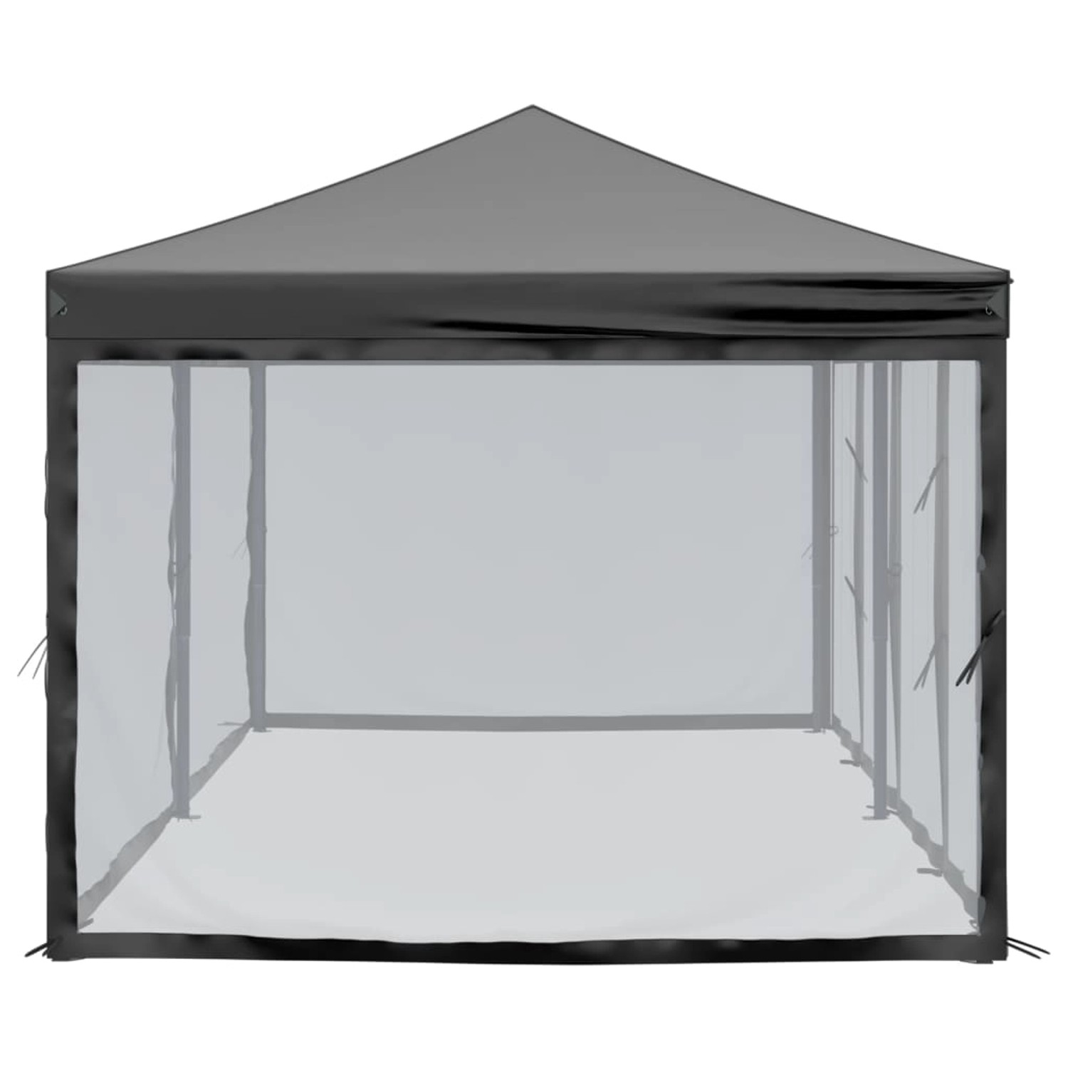Schwarzes, faltbares Partyzelt 3x6 m mit Seitenwänden für Outdoor-Events.