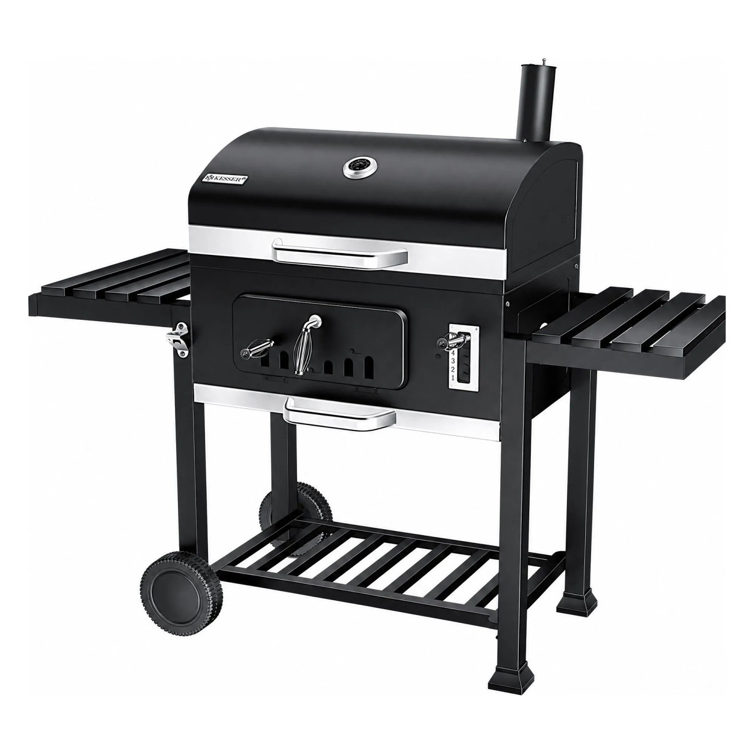 KESSER Holzkohlegrill Grillwagen mit Deckel Größe XL Farbe Schwarz