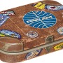 Nostalgic-Art Pillendose im Pan Am Design mit Reiseaufklebern, 4x6x2cm.