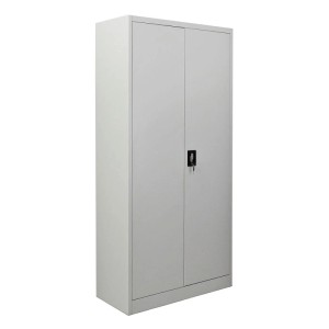 PROREGAL Flügeltürenschrank ELEPHANT Mit 2 Türen Abschließbar HxBxT 180x80x40cm 4 Ebenen Stahl Pulverbeschichtet Lichtgrau Spind Aktenschrank