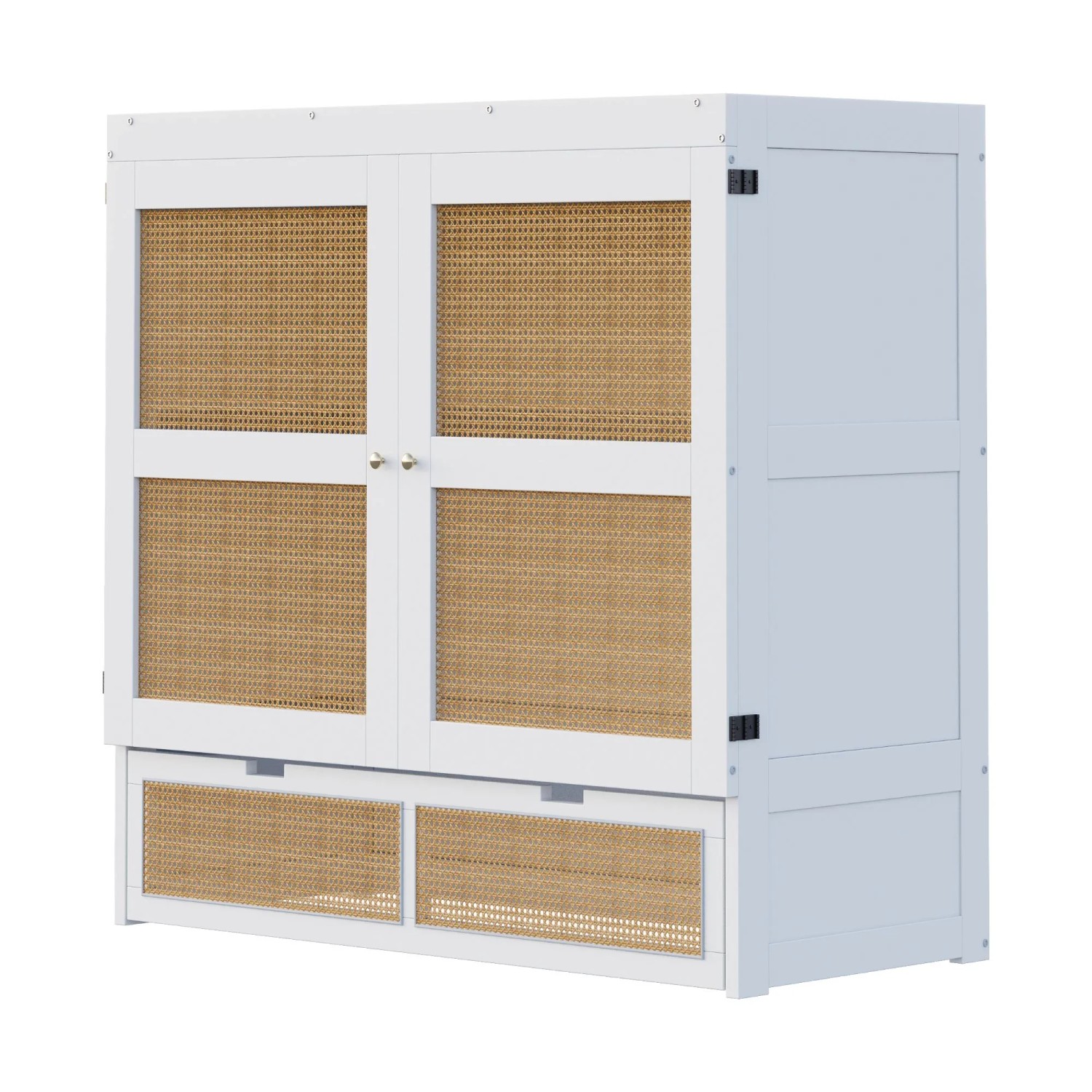 okwish Schrankbett 140x200cm mit Stauraumschubladen Wandbett Jugendzimmer Weiß ohne Matratze_9