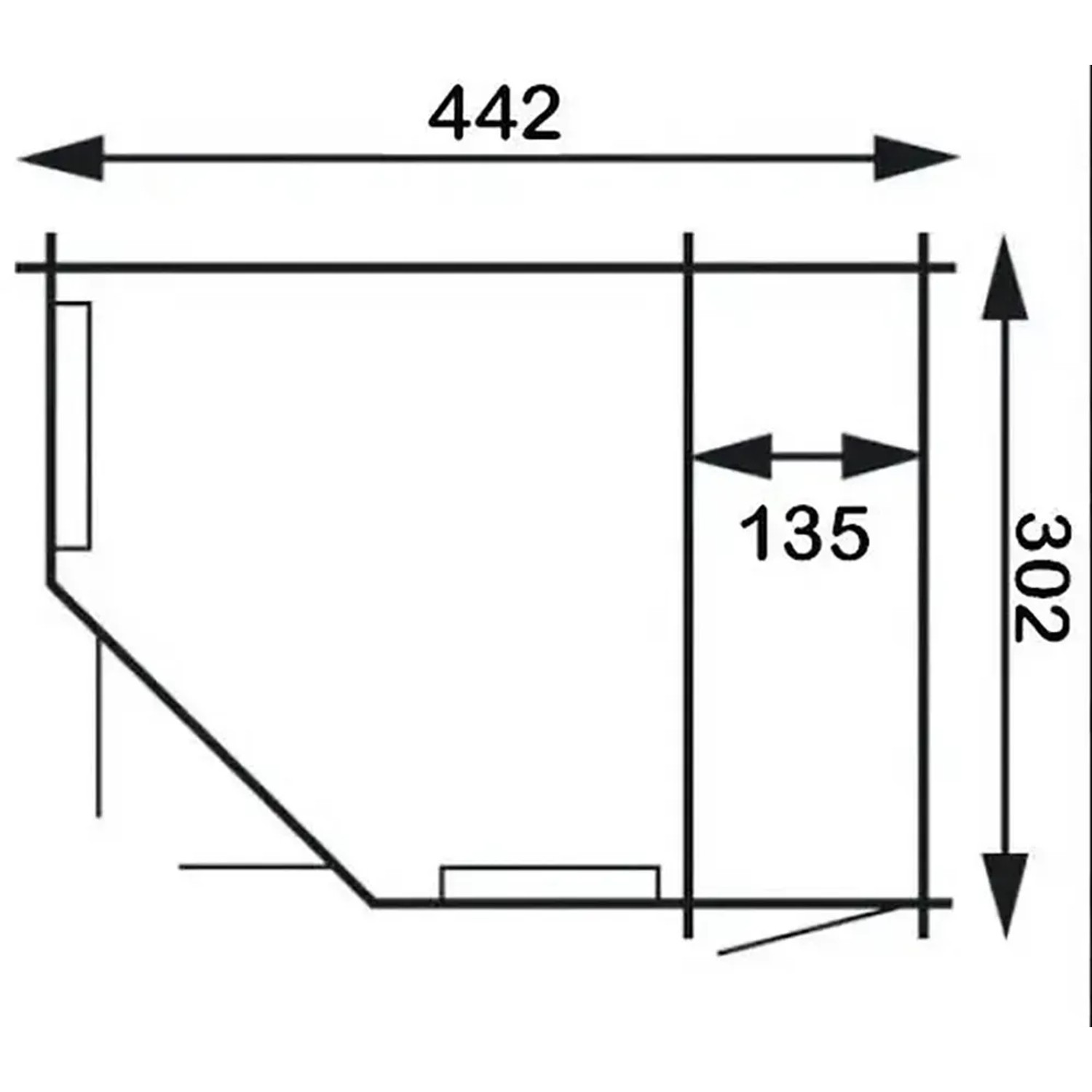 Grundrisszeichnung Alpholz Gartenhaus Josephine-40, Walmdach, 422x325 cm, imprägniert.