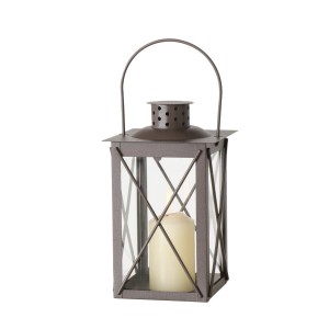 Braune Boltze Laterne Farol Klein, 20 cm, aus Metall und Glas für den Innenbereich.