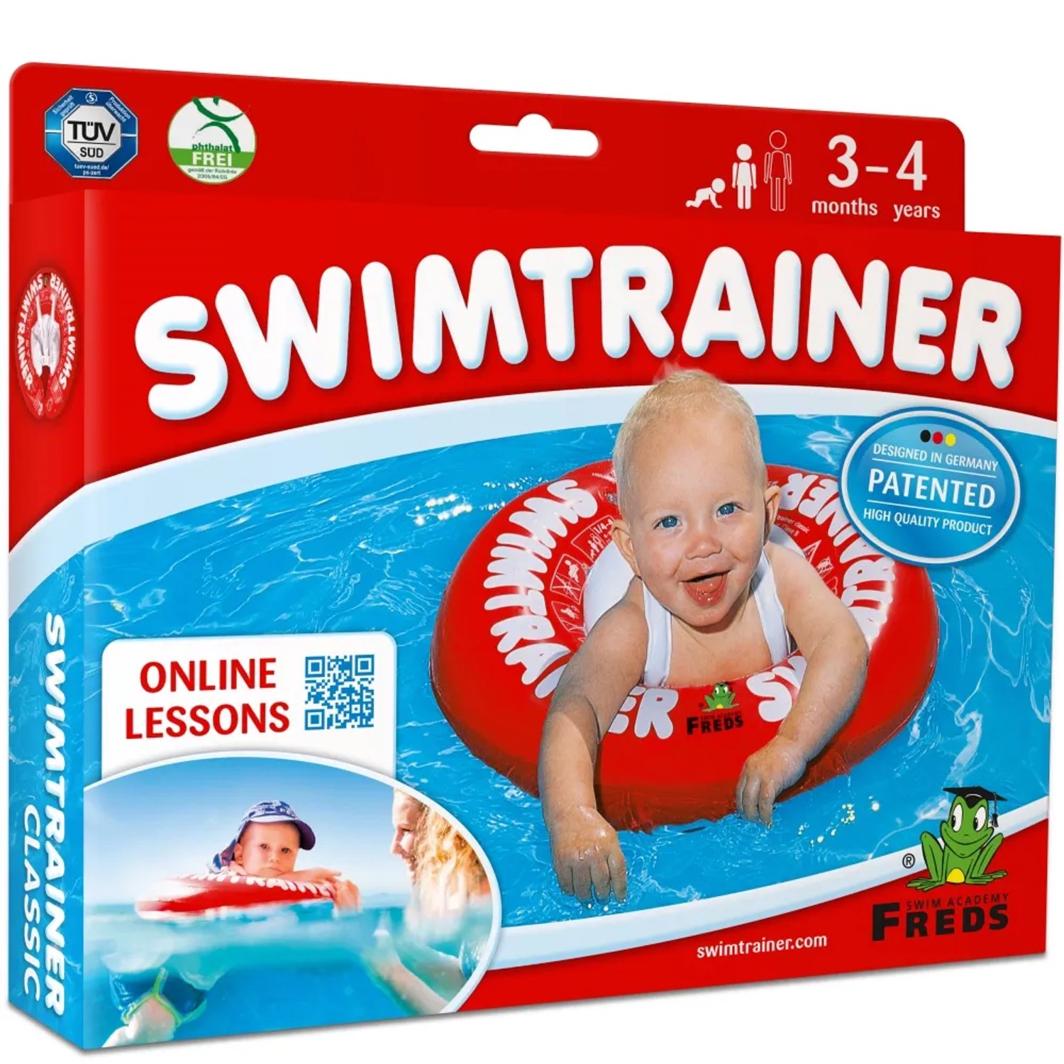 Freds Swim Academy Schwimmreifen Classic Rot für Babys und Kleinkinder (3 Monate - 4 Jahre).