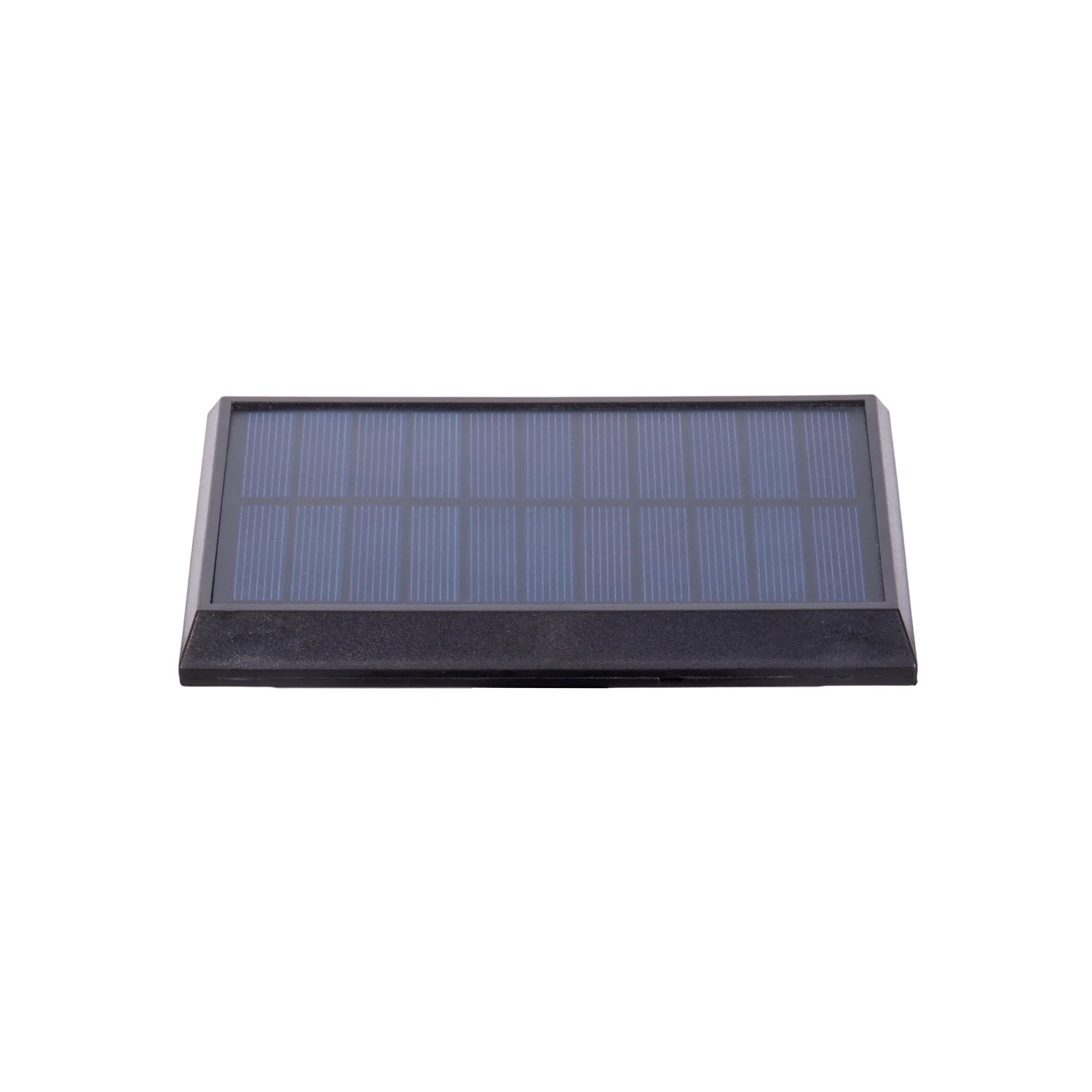 Detailaufnahme des Solarpanels der Näve LED-Solar-Strahler Paco, schwarzer Rahmen.