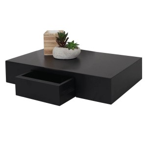 Schwarzes Wandregal Cher mit Schublade, 8x40x25cm, Landhausstil.
