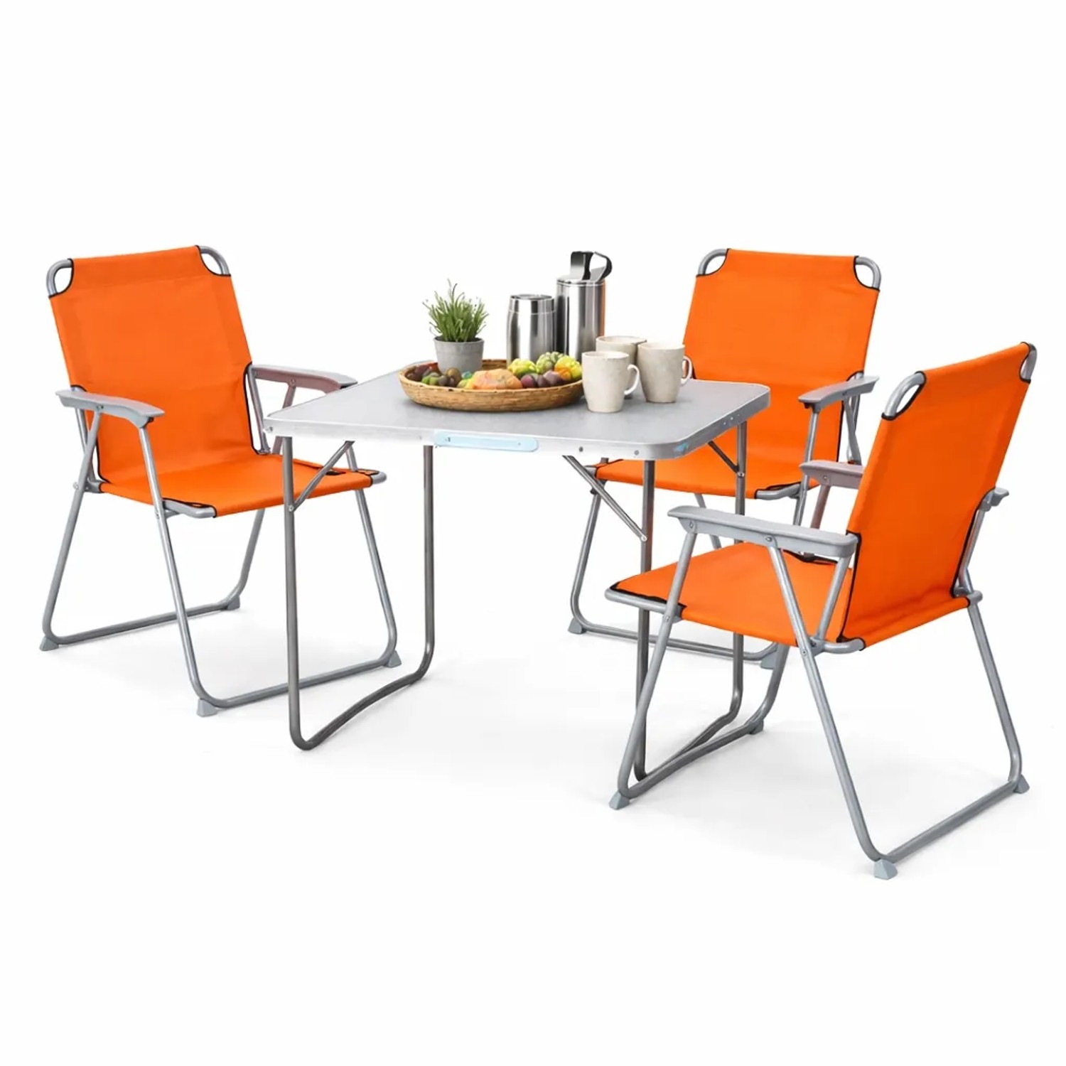 Mojawo XL 4teiliges Campingmöbel Set Alu mit Tragegriff Camping 80x60x68cm Orange