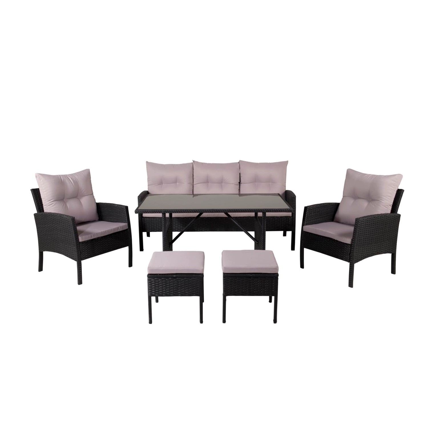 ebuy24 Knock Gartenset 6 Teile Schwarz Grau