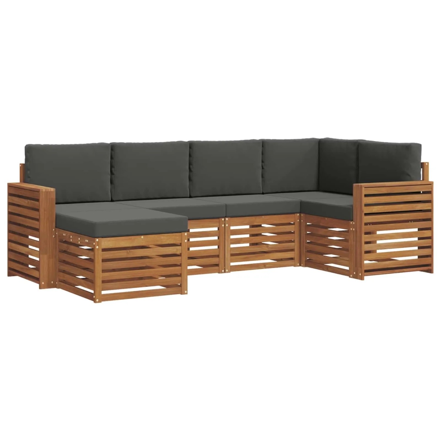 vidaXL Sofagarnituren 6 Tlg Natur und Anthrazit Massivholz Akazie 3375097