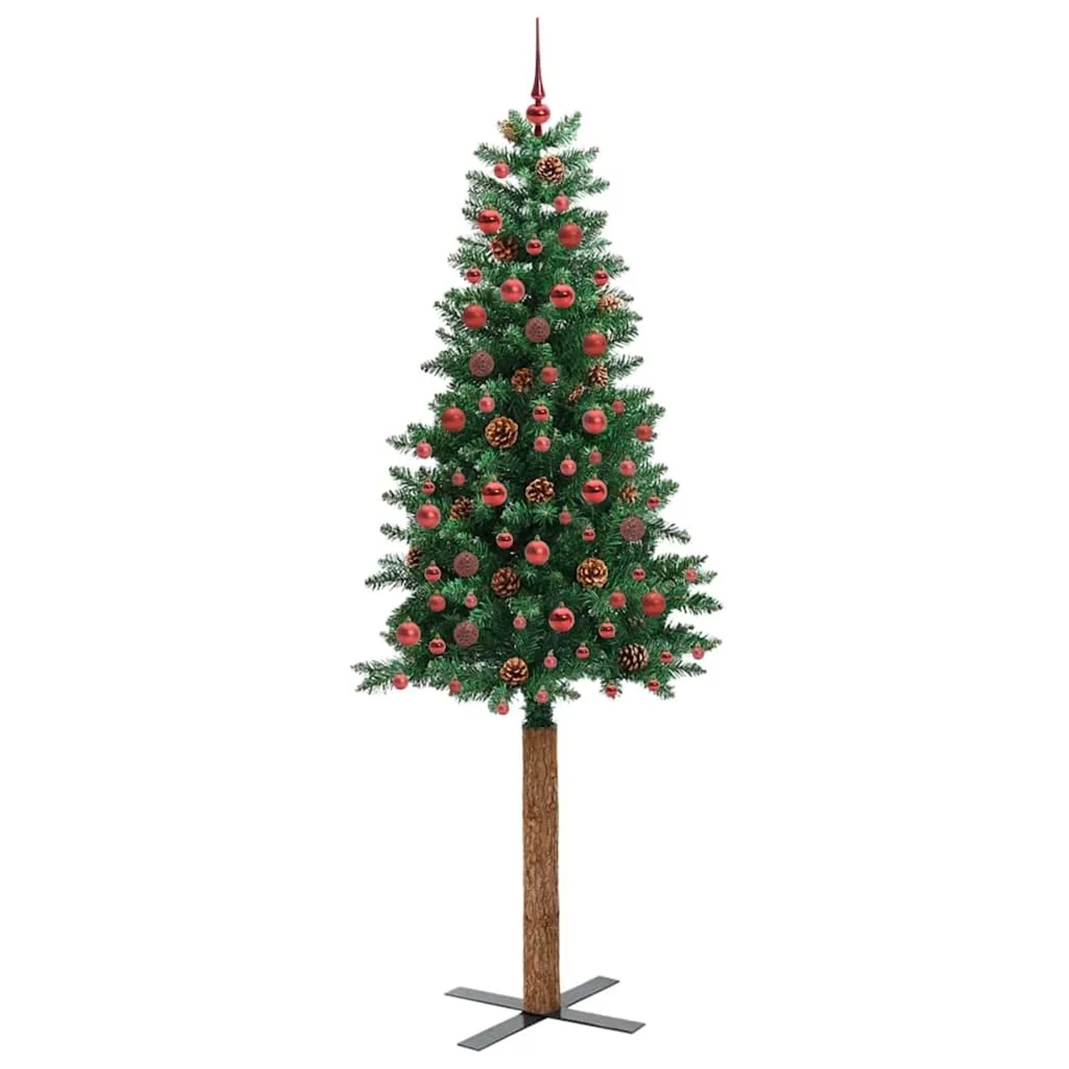 vidaXL Schlanker Weihnachtsbaum mit 300 LEDs mit Ständer Grün 210 cm 3394877