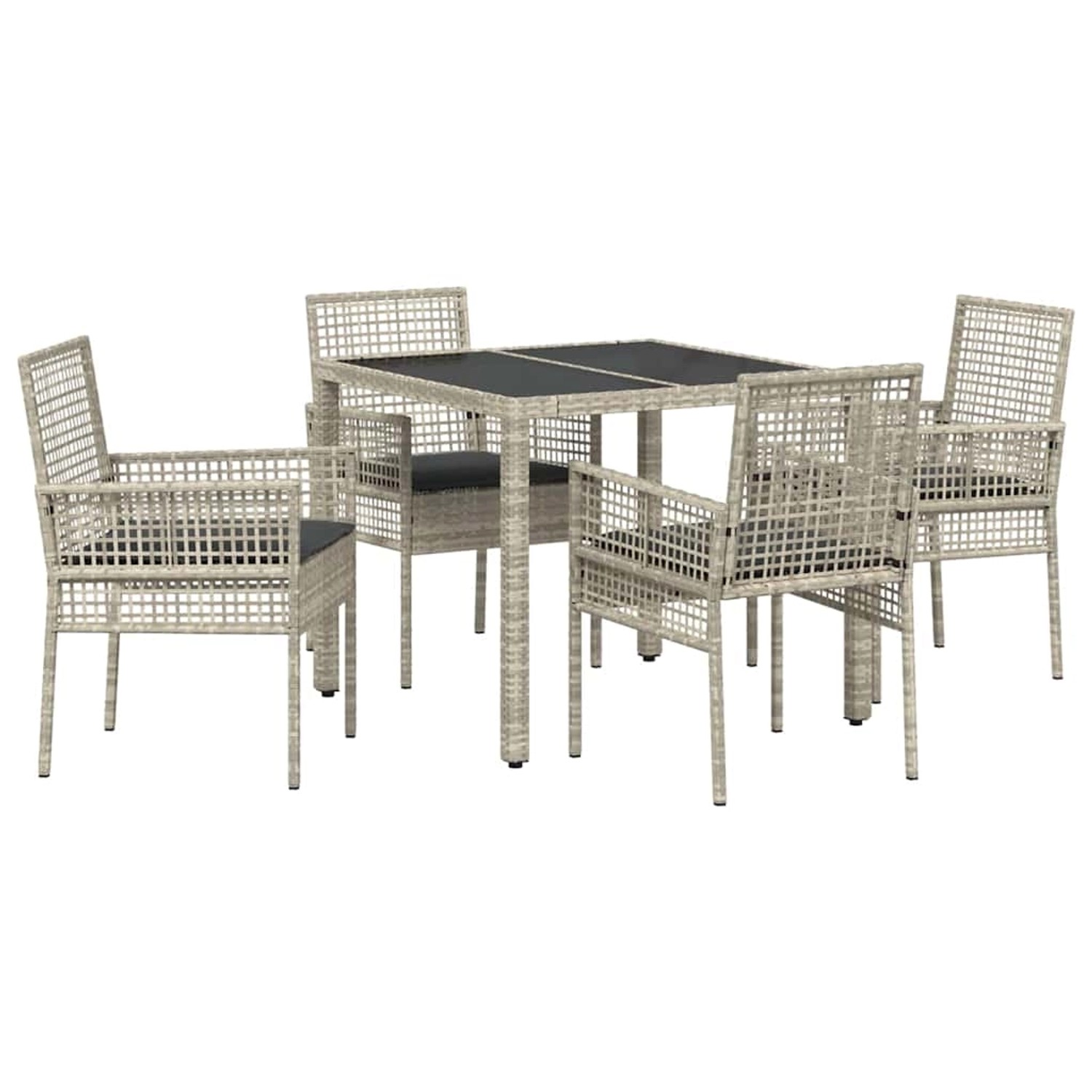 vidaXL Garten Essgruppe 5-Tlg Hellgrau Poly Rattan 3334896 günstig online kaufen