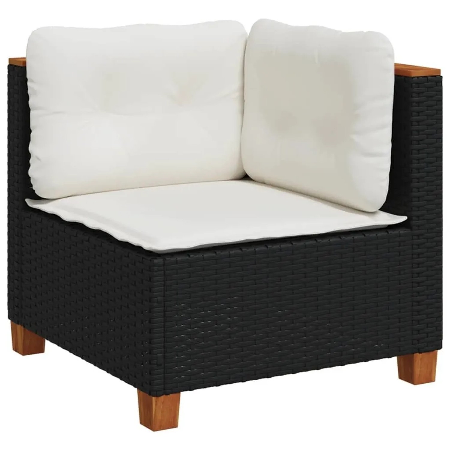 vidaXL Garten-Ecksofa mit Kissen Schwarz Poly Rattan 365902