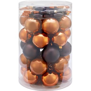 Weihnachtskugel-Set Sterne, 50-teilig, Kupfer, mit Kugeln und Sternen für festliche Baumdeko.