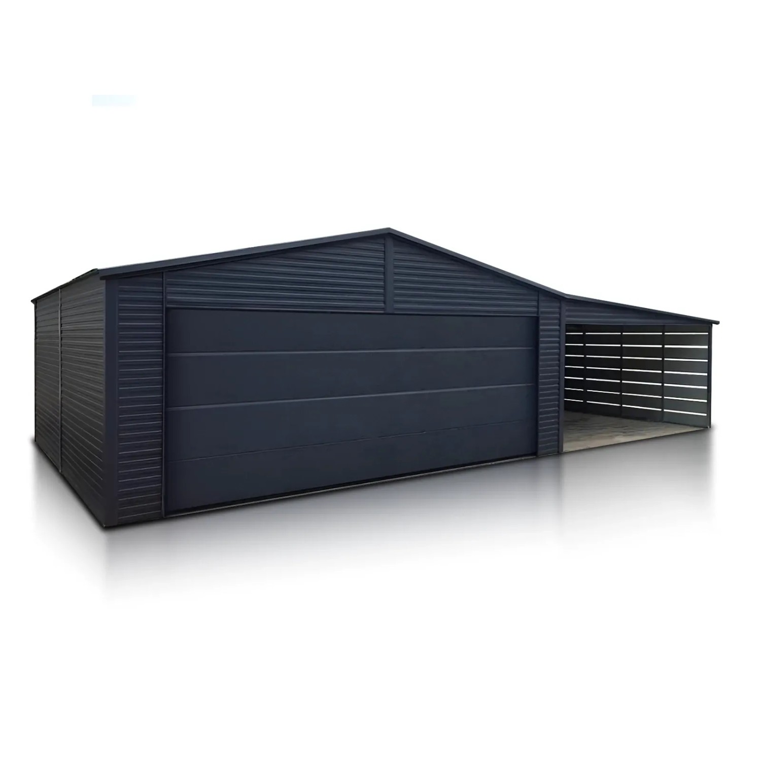 Liderstal Einzelgarage Standard aus Blech 600 x 580 cm it Carport 4m Holzoptik